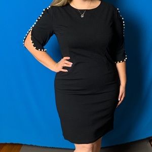 Pearl lined split sleeve interview dress